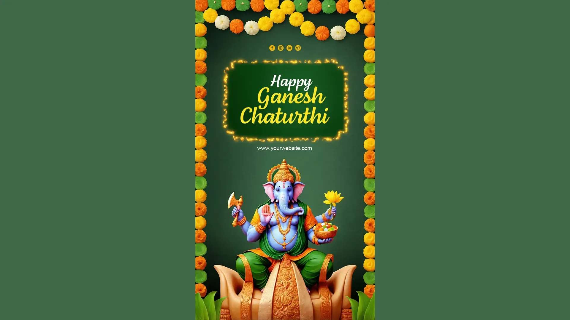 Ganesh Chaturthi Instagram Story Template with Marigold Frame image